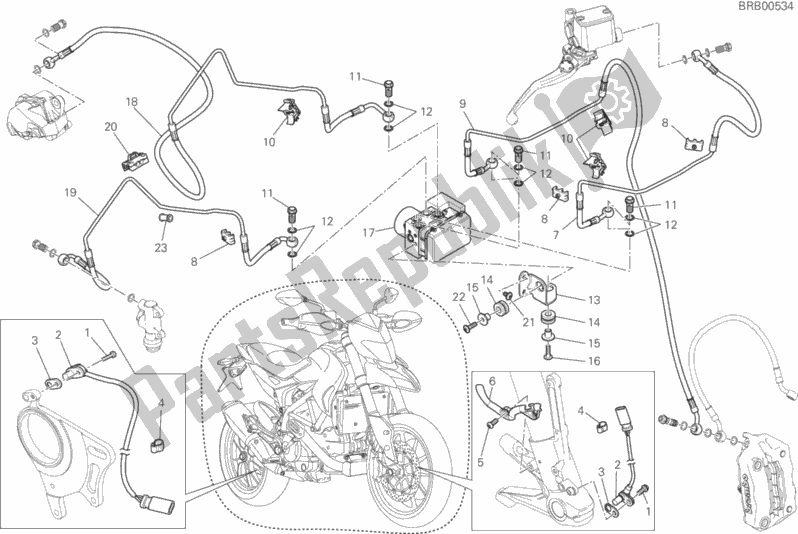 Tutte le parti per il Sistema Di Frenatura Antibloccaggio (abs) del Ducati Hypermotard 939 USA 2017